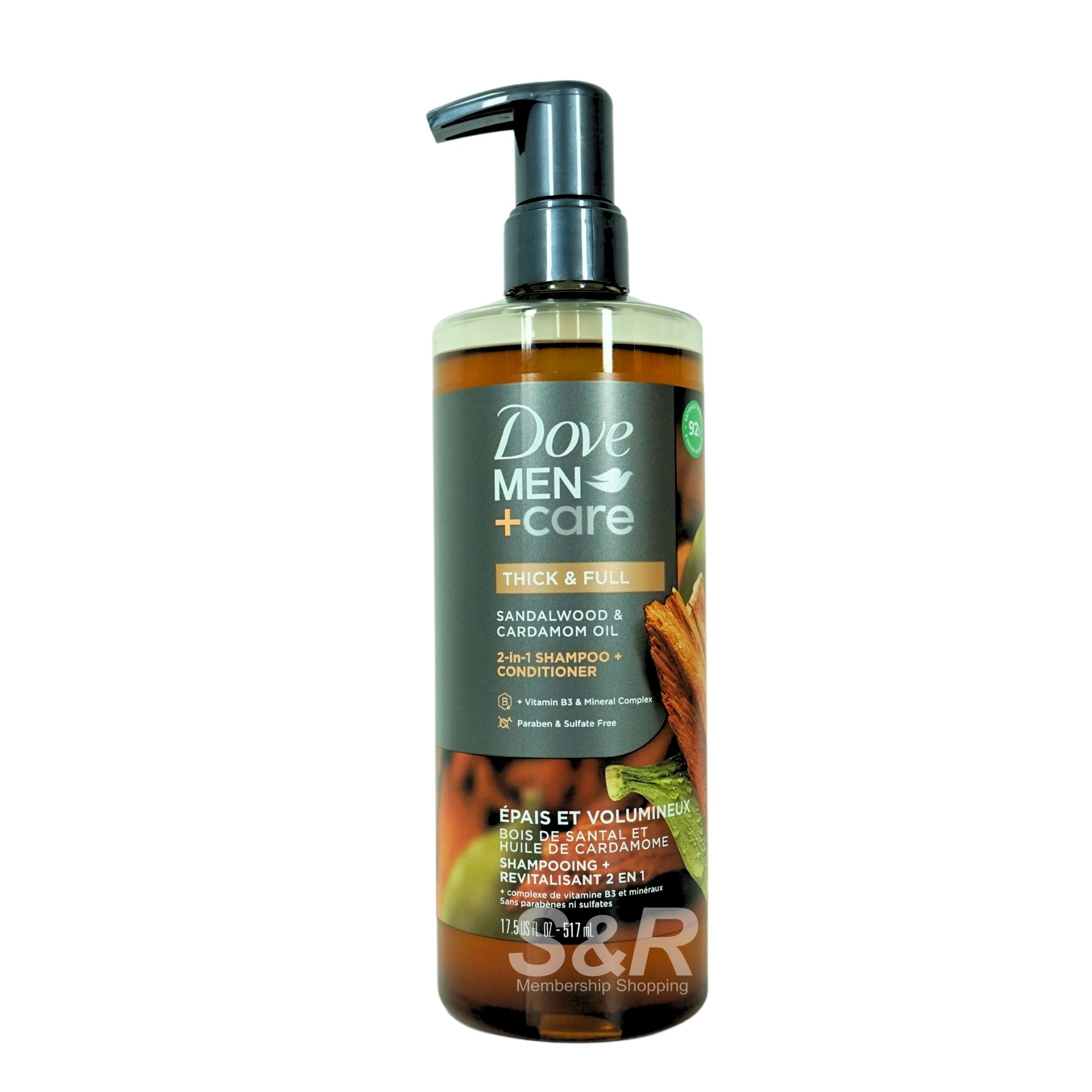 Dove Men+Care Sandalwood & Cardamom Oil 2in1 Shampoo + Conditioner 517mL